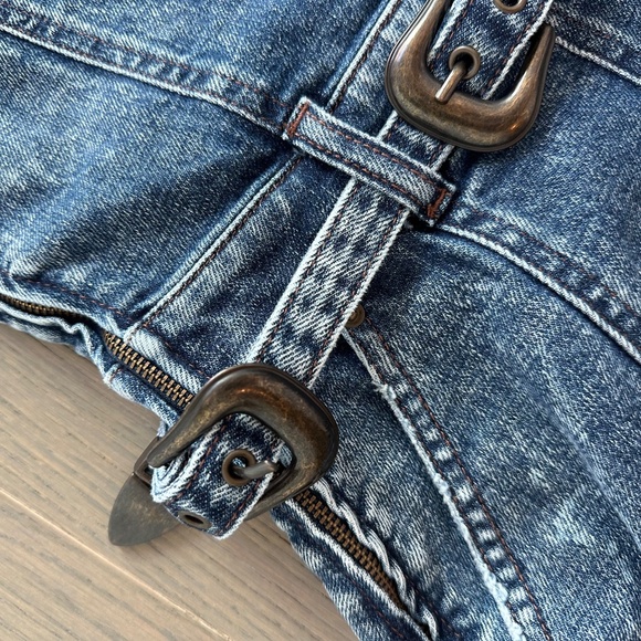 Retrofete Giorgio Dress in Atlas Denim One Shoulder Belt Western XS - With tags - Picture 5 of 10